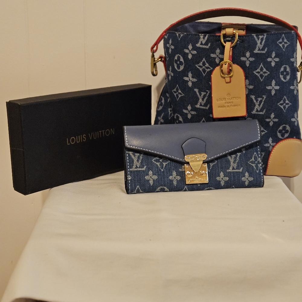 Blue/Denim Monogram Bag and Wallet Set